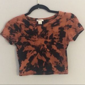 Orange and black tie dye crop top